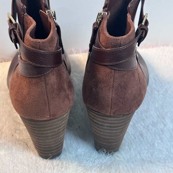 Dr. Scholl's Brown Leather Ankle Booties with Buckle - Picture 10 of 12